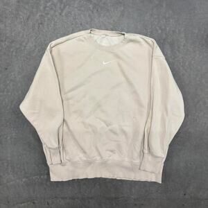 Tan Nike center swoosh crewneck sweatshirt size L cream Y2K style oversized